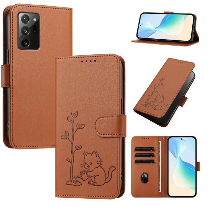 Custodia per telefono in ecopelle con fibbia a forma di albero e gatto YX0014, con cordino., For Galaxy Note20, For Galaxy S20 Ultra