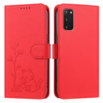 Custodia per telefono in ecopelle con fibbia a forma di albero e gatto YX0014, con cordino., For Galaxy S20, For Galaxy S20+