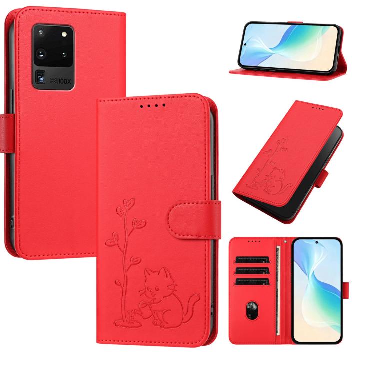 Custodia per telefono in ecopelle con fibbia a forma di albero e gatto YX0014, con cordino., For Galaxy Note20, For Galaxy S20 Ultra