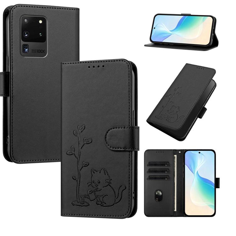 Custodia per telefono in ecopelle con fibbia a forma di albero e gatto YX0014, con cordino., For Galaxy Note20, For Galaxy S20 Ultra