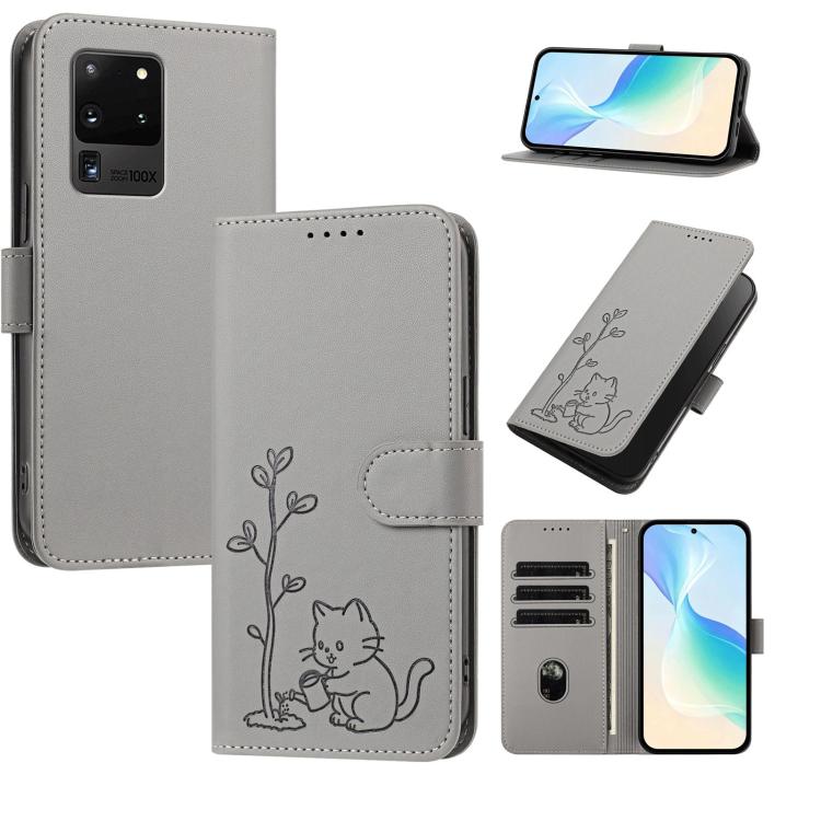 Custodia per telefono in ecopelle con fibbia a forma di albero e gatto YX0014, con cordino., For Galaxy Note20, For Galaxy S20 Ultra