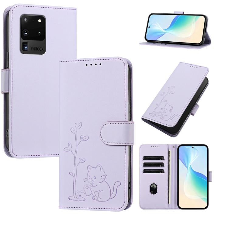 Custodia per telefono in ecopelle con fibbia a forma di albero e gatto YX0014, con cordino., For Galaxy Note20, For Galaxy S20 Ultra