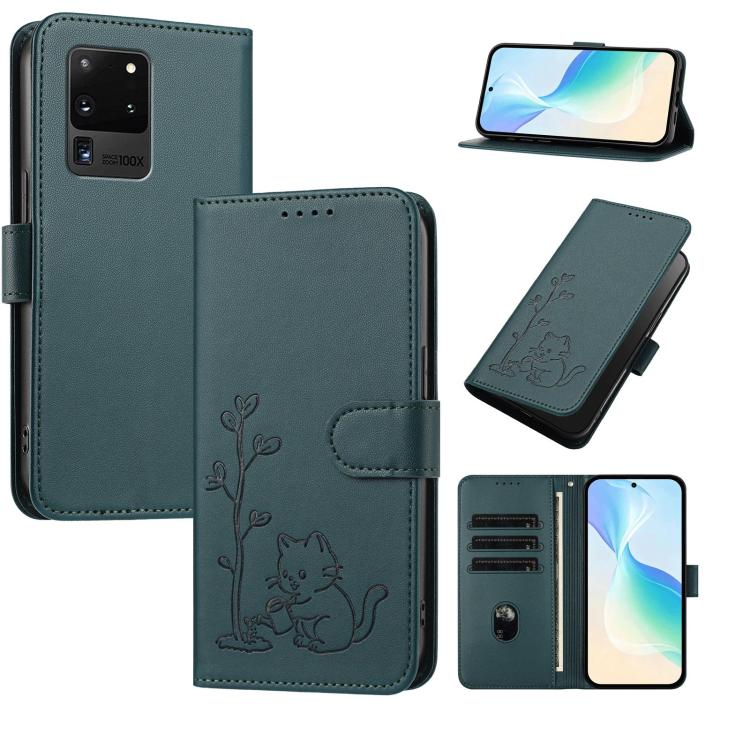 Custodia per telefono in ecopelle con fibbia a forma di albero e gatto YX0014, con cordino., For Galaxy Note20, For Galaxy S20 Ultra