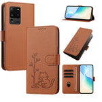 Custodia per telefono in ecopelle con fibbia a forma di albero e gatto YX0014, con cordino., For Galaxy Note20, For Galaxy S20 Ultra