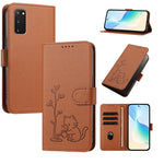 Custodia per telefono in ecopelle con fibbia a forma di albero e gatto YX0014, con cordino., For Galaxy S23 5G, For Galaxy S20 FE