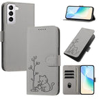 Custodia per telefono in ecopelle con fibbia a forma di albero e gatto YX0014, con cordino., For Galaxy S22 5G, For Galaxy S21 FE 5G