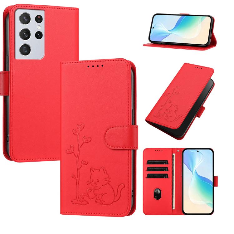 Custodia per telefono in ecopelle con fibbia a forma di albero e gatto YX0014, con cordino., For Galaxy S21 Ultra 5G, For Galaxy Note20 Ultra