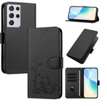 Custodia per telefono in ecopelle con fibbia a forma di albero e gatto YX0014, con cordino., For Galaxy S21 Ultra 5G, For Galaxy Note20 Ultra