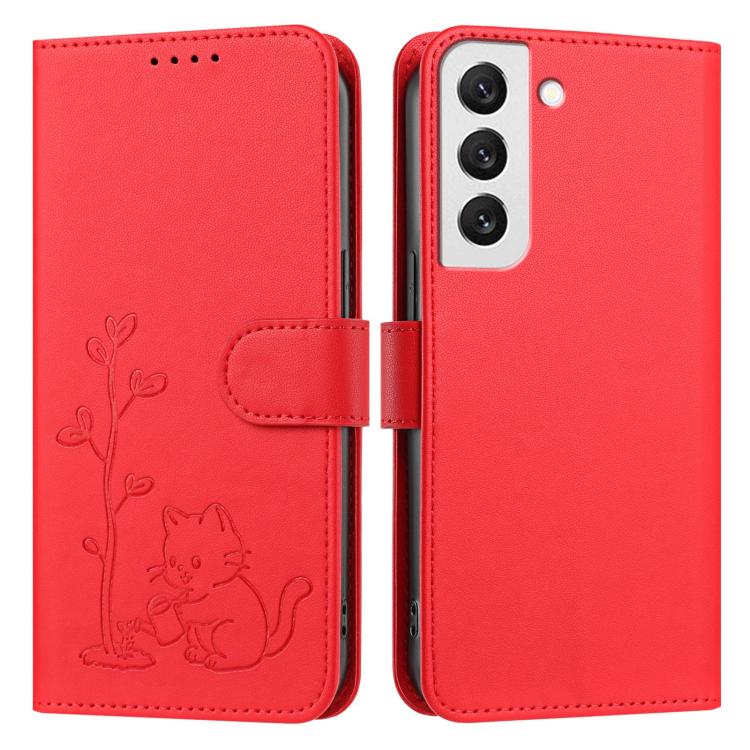 Custodia per telefono in ecopelle con fibbia a forma di albero e gatto YX0014, con cordino., For Galaxy S22 5G, For Galaxy S21 FE 5G