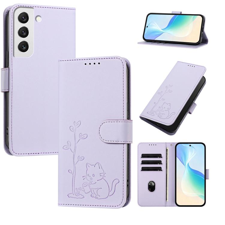 Custodia per telefono in ecopelle con fibbia a forma di albero e gatto YX0014, con cordino., For Galaxy S22 5G, For Galaxy S21 FE 5G