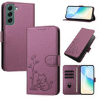 Custodia per telefono in ecopelle con fibbia a forma di albero e gatto YX0014, con cordino., For Galaxy S22 Ultra 5G, For Galaxy S22+ 5G