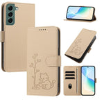 Custodia per telefono in ecopelle con fibbia a forma di albero e gatto YX0014, con cordino., For Galaxy S22 Ultra 5G, For Galaxy S22+ 5G