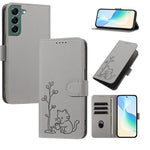 Custodia per telefono in ecopelle con fibbia a forma di albero e gatto YX0014, con cordino., For Galaxy S22 Ultra 5G, For Galaxy S22+ 5G