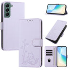 Custodia per telefono in ecopelle con fibbia a forma di albero e gatto YX0014, con cordino., For Galaxy S22 Ultra 5G, For Galaxy S22+ 5G