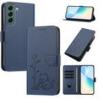 Custodia per telefono in ecopelle con fibbia a forma di albero e gatto YX0014, con cordino., For Galaxy S22 Ultra 5G, For Galaxy S22+ 5G