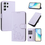 Custodia per telefono in ecopelle con fibbia a forma di albero e gatto YX0014, con cordino., For Galaxy S22 Ultra 5G, For Galaxy S22+ 5G
