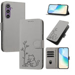 Custodia per telefono in ecopelle con fibbia a forma di albero e gatto YX0014, con cordino., For Galaxy S24 5G, For Galaxy S23 FE 5G