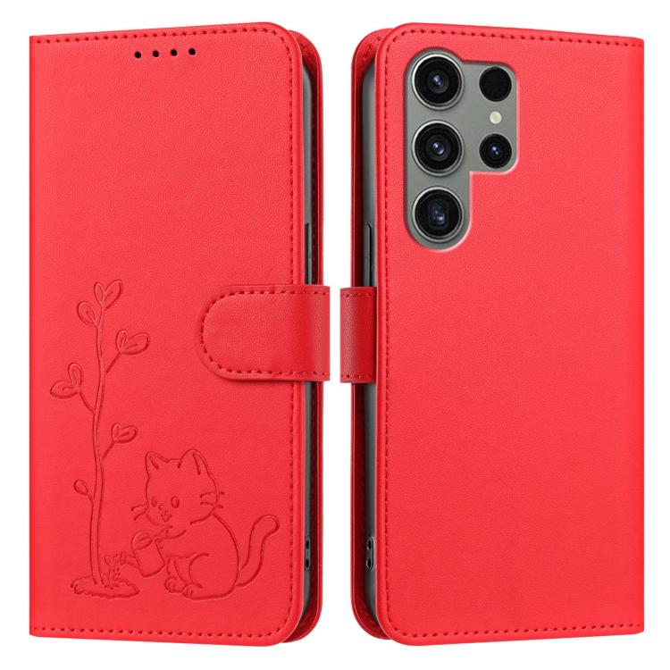 Custodia per telefono in ecopelle con fibbia a forma di albero e gatto YX0014, con cordino., For Galaxy S23 Ultra 5G, For Galaxy S23+ 5G
