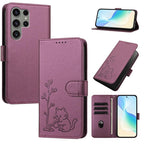 Custodia per telefono in ecopelle con fibbia a forma di albero e gatto YX0014, con cordino., For Galaxy S23 Ultra 5G, For Galaxy S23+ 5G