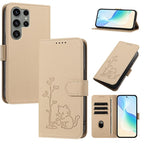 Custodia per telefono in ecopelle con fibbia a forma di albero e gatto YX0014, con cordino., For Galaxy S23 Ultra 5G, For Galaxy S23+ 5G