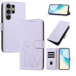 Custodia per telefono in ecopelle con fibbia a forma di albero e gatto YX0014, con cordino., For Galaxy S23 Ultra 5G, For Galaxy S23+ 5G