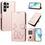 Custodia per telefono in ecopelle con fibbia a forma di albero e gatto YX0014, con cordino., For Galaxy S23 Ultra 5G, For Galaxy S23+ 5G