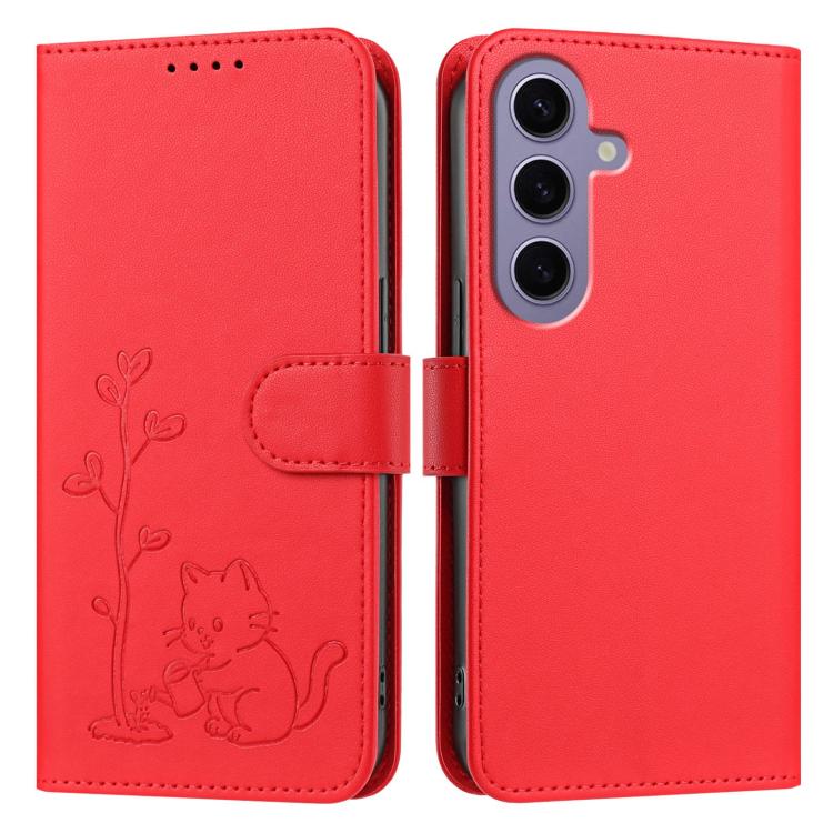 Custodia per telefono in ecopelle con fibbia a forma di albero e gatto YX0014, con cordino., For Galaxy S24 5G, For Galaxy S23 FE 5G