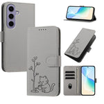 Custodia per telefono in ecopelle con fibbia a forma di albero e gatto YX0014, con cordino., For Galaxy S24 5G, For Galaxy S23 FE 5G