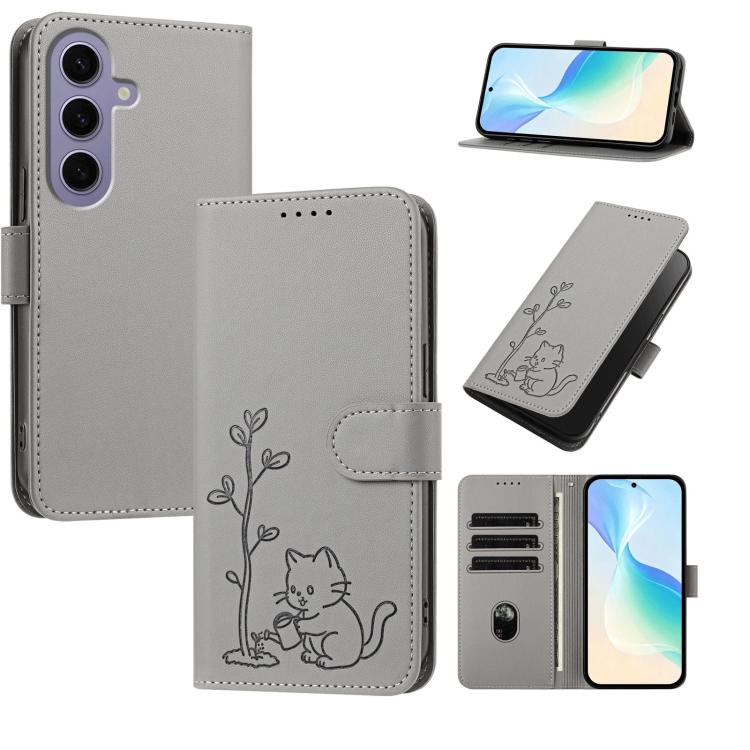 Custodia per telefono in ecopelle con fibbia a forma di albero e gatto YX0014, con cordino., For Galaxy S24 5G, For Galaxy S23 FE 5G