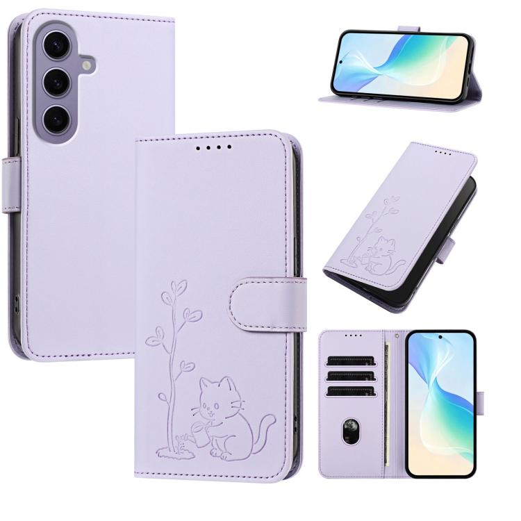 Custodia per telefono in ecopelle con fibbia a forma di albero e gatto YX0014, con cordino., For Galaxy S24 Ultra 5G, For Galaxy S24+ 5G