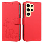 Custodia per telefono in ecopelle con fibbia a forma di albero e gatto YX0014, con cordino., For Galaxy S24 Ultra 5G, For Galaxy S24+ 5G