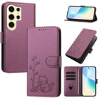Custodia per telefono in ecopelle con fibbia a forma di albero e gatto YX0014, con cordino., For Galaxy S24 Ultra 5G, For Galaxy S24+ 5G