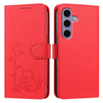 Custodia per telefono in ecopelle con fibbia a forma di albero e gatto YX0014, con cordino., For Galaxy S25 5G, For Galaxy S25+ 5G