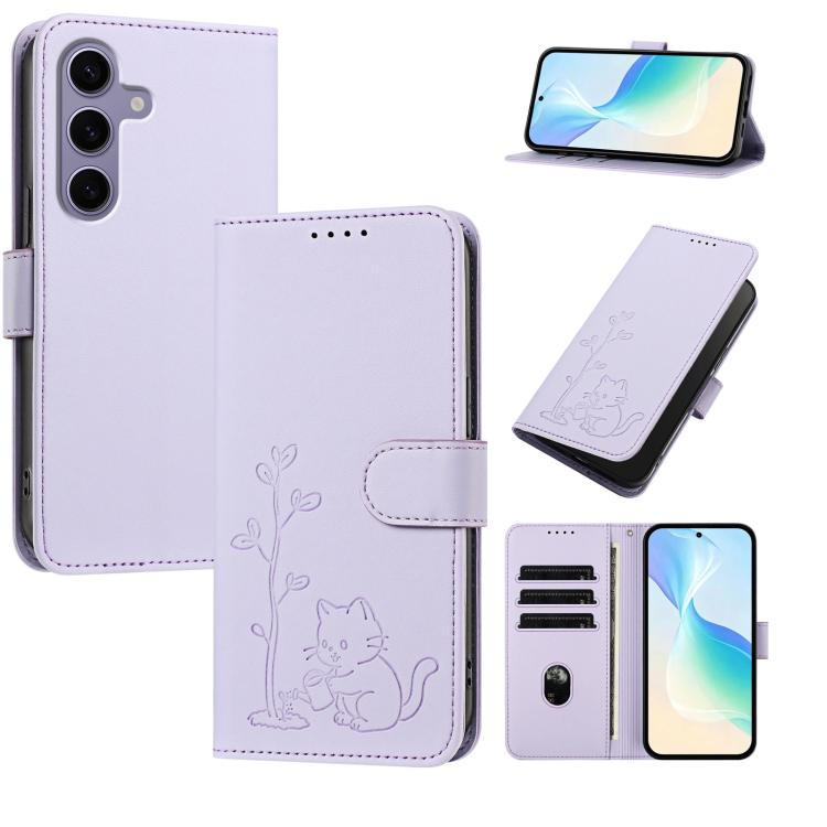 Custodia per telefono in ecopelle con fibbia a forma di albero e gatto YX0014, con cordino., For Galaxy S25 5G, For Galaxy S25+ 5G