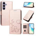 Custodia per telefono in ecopelle con fibbia a forma di albero e gatto YX0014, con cordino., For Galaxy S25 5G, For Galaxy S25+ 5G