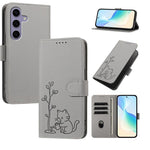 Custodia per telefono in ecopelle con fibbia a forma di albero e gatto YX0014, con cordino., For Galaxy S25 5G, For Galaxy S25+ 5G