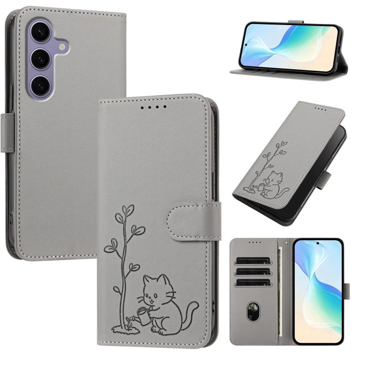 Custodia per telefono in ecopelle con fibbia a forma di albero e gatto YX0014, con cordino., For Galaxy S25 5G, For Galaxy S25+ 5G