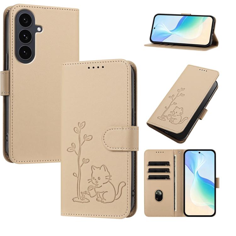 Custodia per telefono in ecopelle con fibbia a forma di albero e gatto YX0014, con cordino., For Galaxy S25 FE 5G, For Galaxy S25 Edge 5G