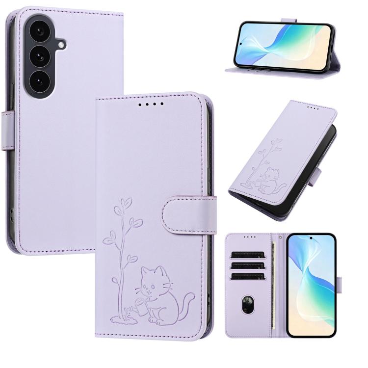 Custodia per telefono in ecopelle con fibbia a forma di albero e gatto YX0014, con cordino., For Galaxy S25 FE 5G, For Galaxy S25 Edge 5G
