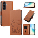 Custodia per telefono in ecopelle con fibbia a forma di albero e gatto YX0014, con cordino., For Galaxy S25 FE 5G, For Galaxy S25 Edge 5G