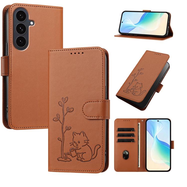 Custodia per telefono in ecopelle con fibbia a forma di albero e gatto YX0014, con cordino., For Galaxy S25 FE 5G, For Galaxy S25 Edge 5G