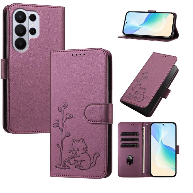 Custodia per telefono in ecopelle con fibbia a forma di albero e gatto YX0014, con cordino., For Galaxy S26 Ultra 5G, For Galaxy S26 5G