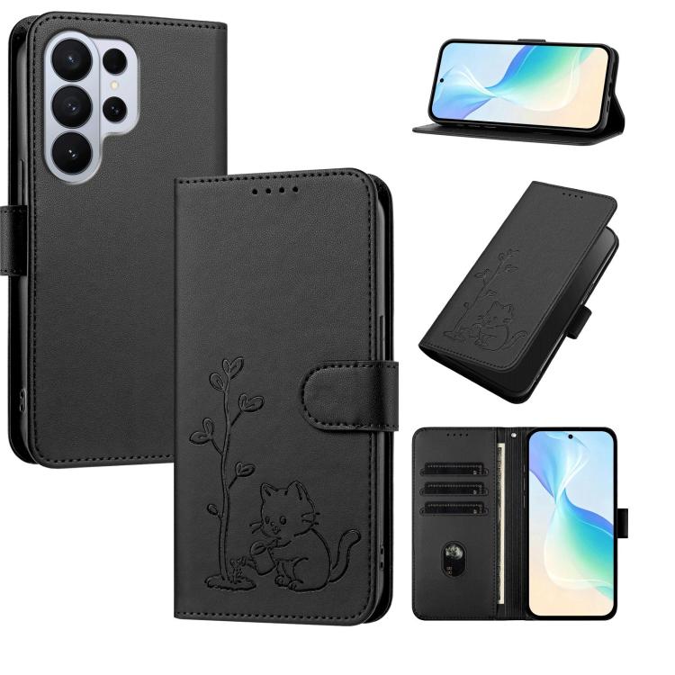 Custodia per telefono in ecopelle con fibbia a forma di albero e gatto YX0014, con cordino., For Galaxy S26 Ultra 5G, For Galaxy S26 5G