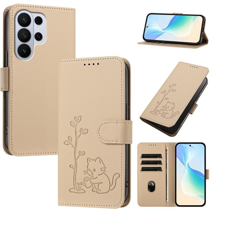Custodia per telefono in ecopelle con fibbia a forma di albero e gatto YX0014, con cordino., For Galaxy S26 Ultra 5G, For Galaxy S26 5G