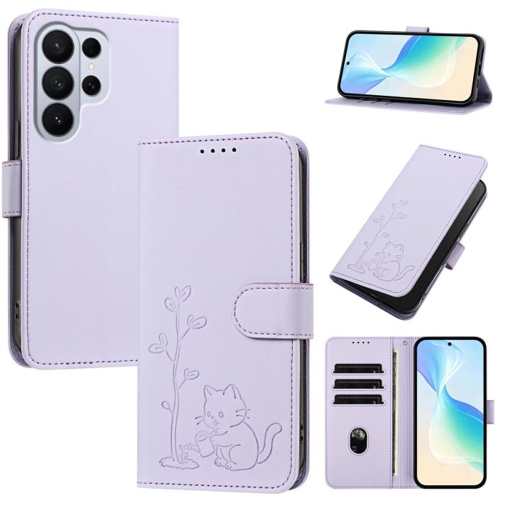 Custodia per telefono in ecopelle con fibbia a forma di albero e gatto YX0014, con cordino., For Galaxy S26 Ultra 5G, For Galaxy S26 5G