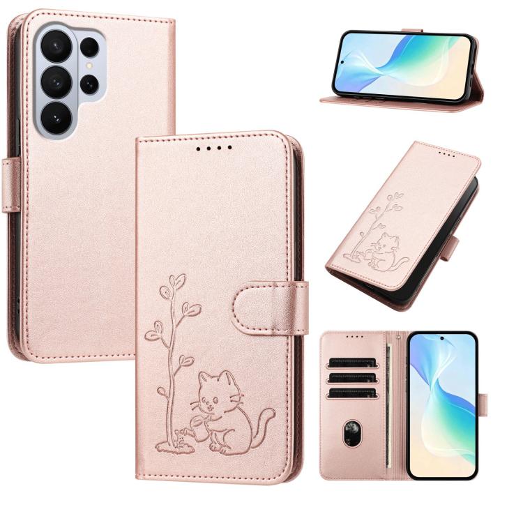 Custodia per telefono in ecopelle con fibbia a forma di albero e gatto YX0014, con cordino., For Galaxy S26 Ultra 5G, For Galaxy S26 5G