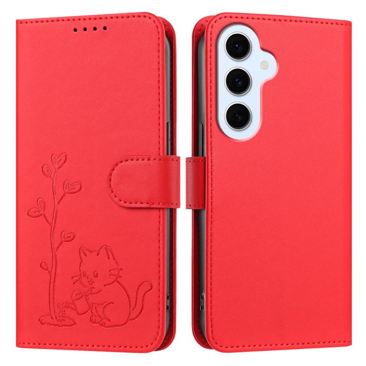Custodia per telefono in ecopelle con fibbia a forma di albero e gatto YX0014, con cordino., For Galaxy S26 FE 5G, For Galaxy S26+ 5G