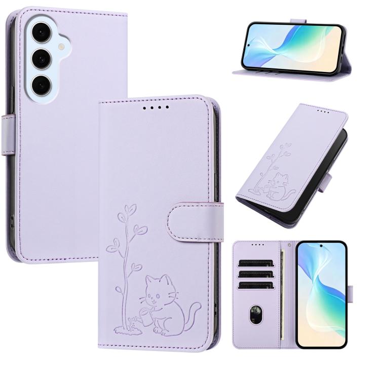 Custodia per telefono in ecopelle con fibbia a forma di albero e gatto YX0014, con cordino., For Galaxy S26 FE 5G, For Galaxy S26+ 5G