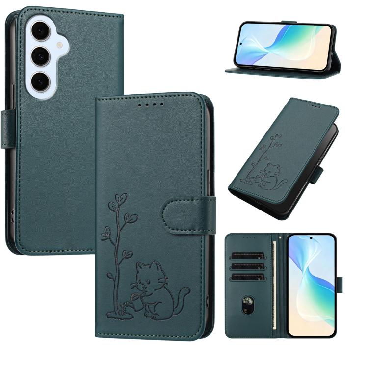 Custodia per telefono in ecopelle con fibbia a forma di albero e gatto YX0014, con cordino., For Galaxy S26 FE 5G, For Galaxy S26+ 5G