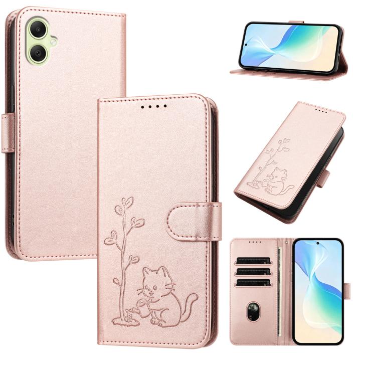 Custodia per telefono in ecopelle con fibbia a forma di albero e gatto YX0014, con cordino., For Galaxy A17 / A16 4G / 5G, For Galaxy A07 4G / 5G
